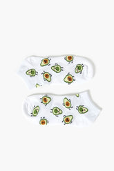 Forever 21 Women's Avocado Graphic Ankle Socks White/Multi