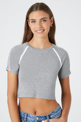 Forever 21 Women's Colorblock Crop Top Heather Grey/White