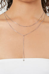 Forever 21 Women's Triangle Charm Lariat Necklace Silver