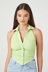 Forever 21 Women's Ruched Halter Top Pistachio