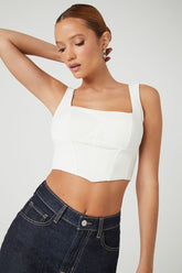 Forever 21 Women's Corset Crop Top White