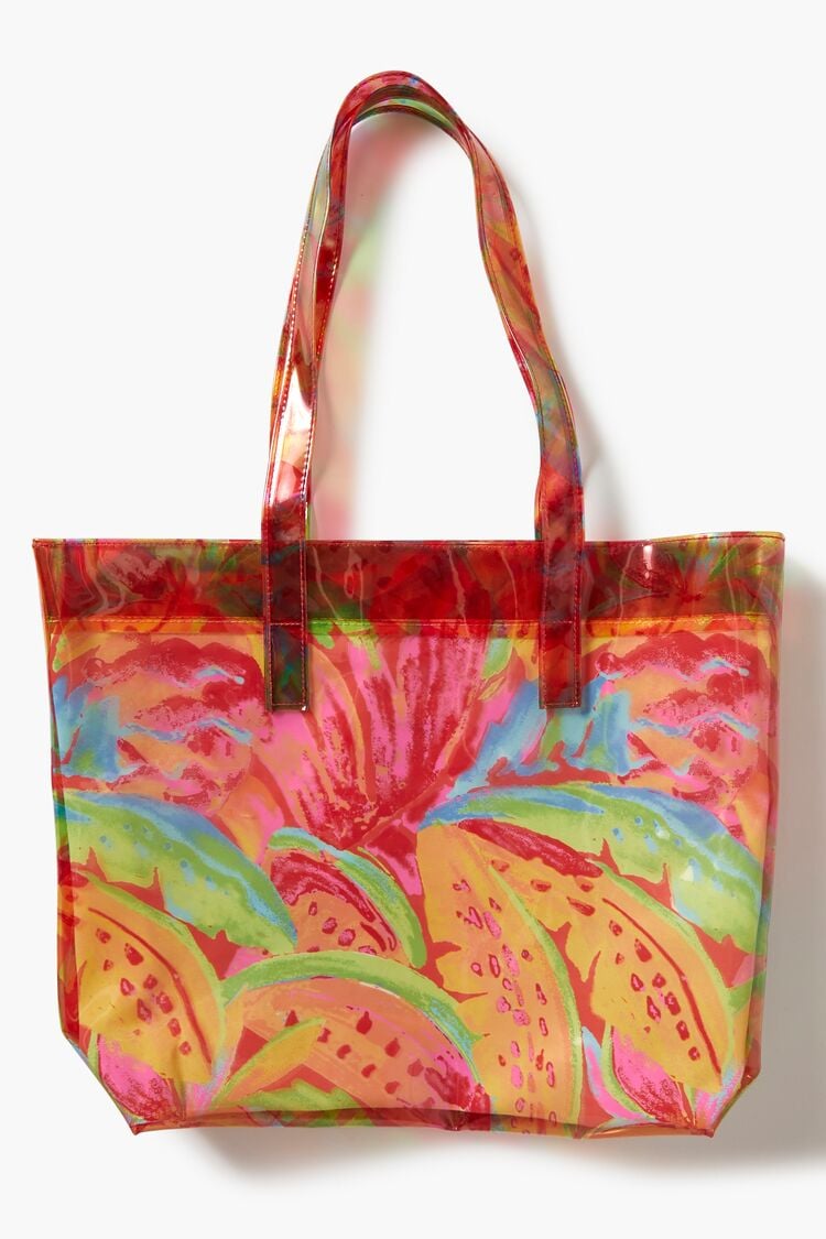 Forever 21 Women's Tropical Floral Print Tote Bag Pink