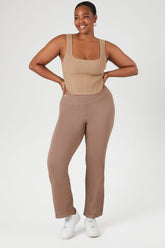 Forever 21 Plus Women's Seamless High-Rise Leggings Ash Brown