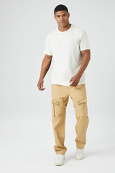 Forever 21 Men's Twill Drawstring Utility Strap Pants Camel