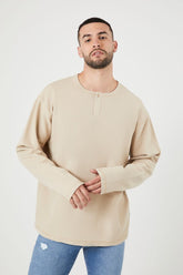 Forever 21 Men's Thermal Henley Shirt Taupe