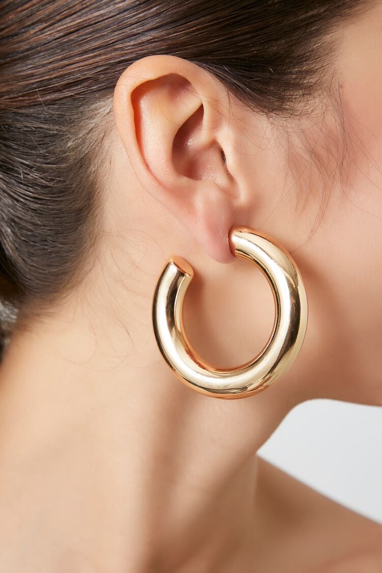 Forever 21 Women's Smooth Hoop Earrings Gold
