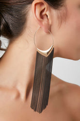 Forever 21 Women's Chain Fringe Duster Earrings Gold/Black