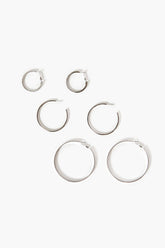 Forever 21 Women's Omega Hoop Earring Set Silver