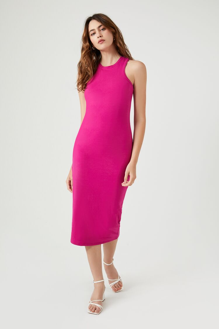 Forever 21 Women's Racerback Bodycon Midi Dress Fuchsia