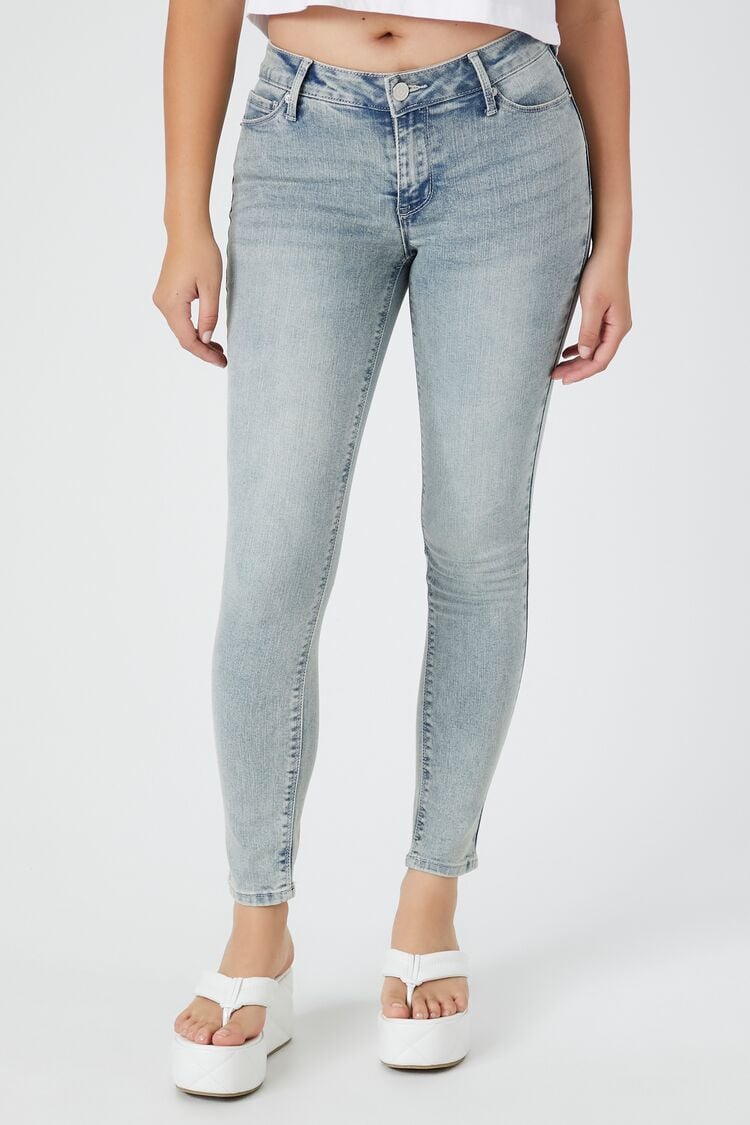 Forever 21 Women's Low-Rise Skinny Jeans Light Denim