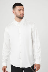 Forever 21 Men's Satin Button-Up Shirt White