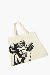 Forever 21 Men's Devilish Angel Tote Bag Cream/Black