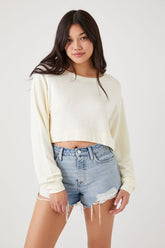 Forever 21 Women's Relaxed Drop-Sleeve Crop Top Cream