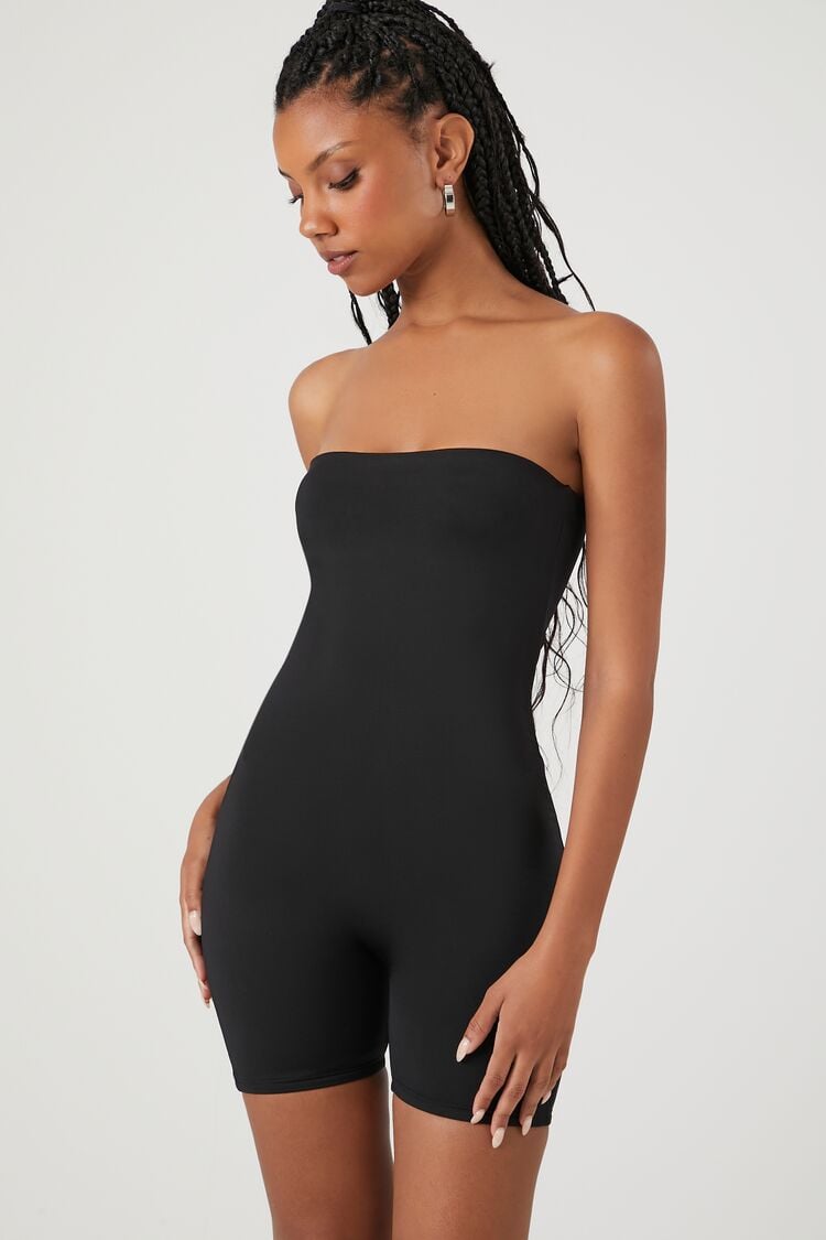 Forever 21 Women's Contour Fitted Tube Romper Black