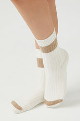 Forever 21 Women's Striped Crew Socks Cream/Ash Brown