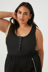 Forever 21 Plus Women's Ribbed Tank Bodysuit Black