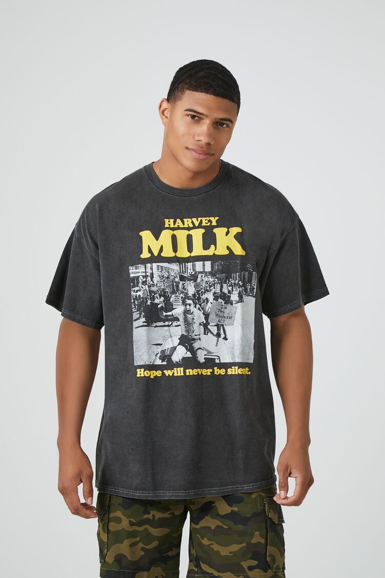 Forever 21 Men's Harvey Milk Graphic T-Shirt Black/Multi