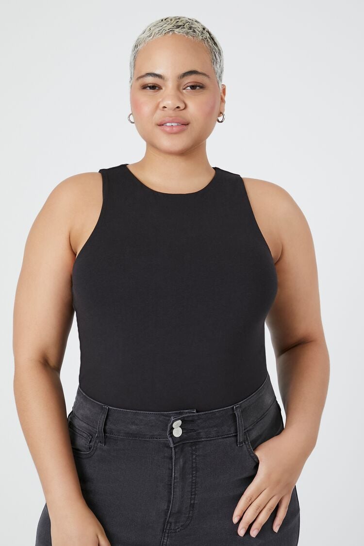 Forever 21 Plus Women's Sleeveless Bodysuit Black