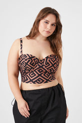 Forever 21 Plus Women's Geo Print Bustier Cami Brown/Black