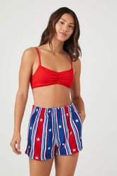 Forever 21 Women's Striped Swim Board Shorts Red/Blue