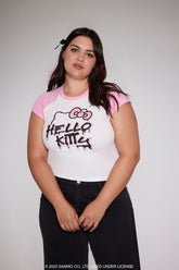 Forever 21 Plus Women's Hello Kitty Raglan T-Shirt Pink/Multi