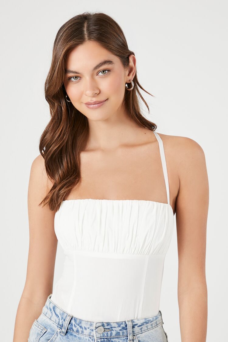 Forever 21 Women's Strappy Tie-Back Bodysuit White