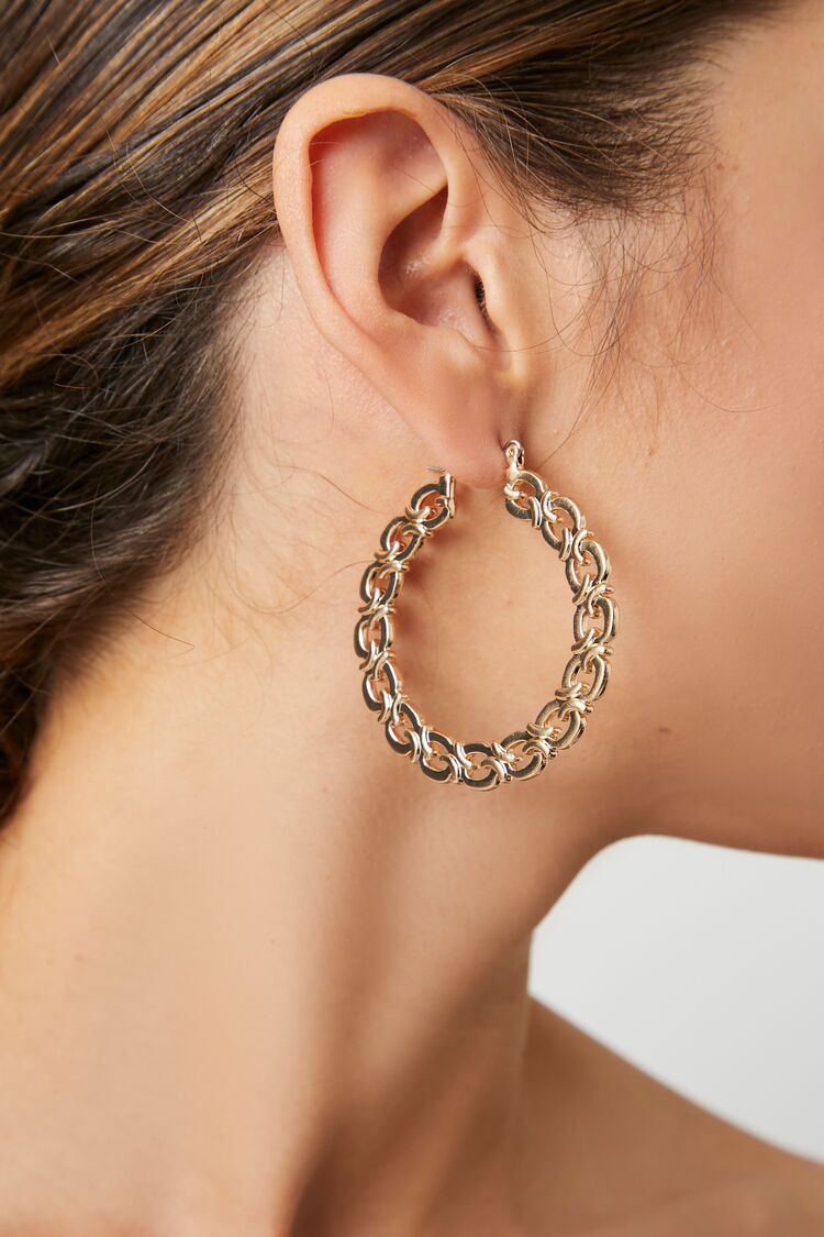 Forever 21 Women's Barbed Wire Hoop Earrings Gold