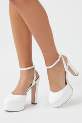 Forever 21 Women's Faux Leather/Pleather Platform Pumps White