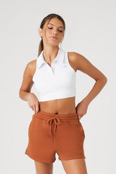 Forever 21 Women's Active Fleece 21 Graphic Shorts Chestnut