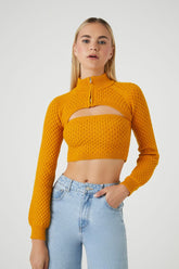 Forever 21 Women's Sweater-Knit Bolero & Tube Top Set Mustard