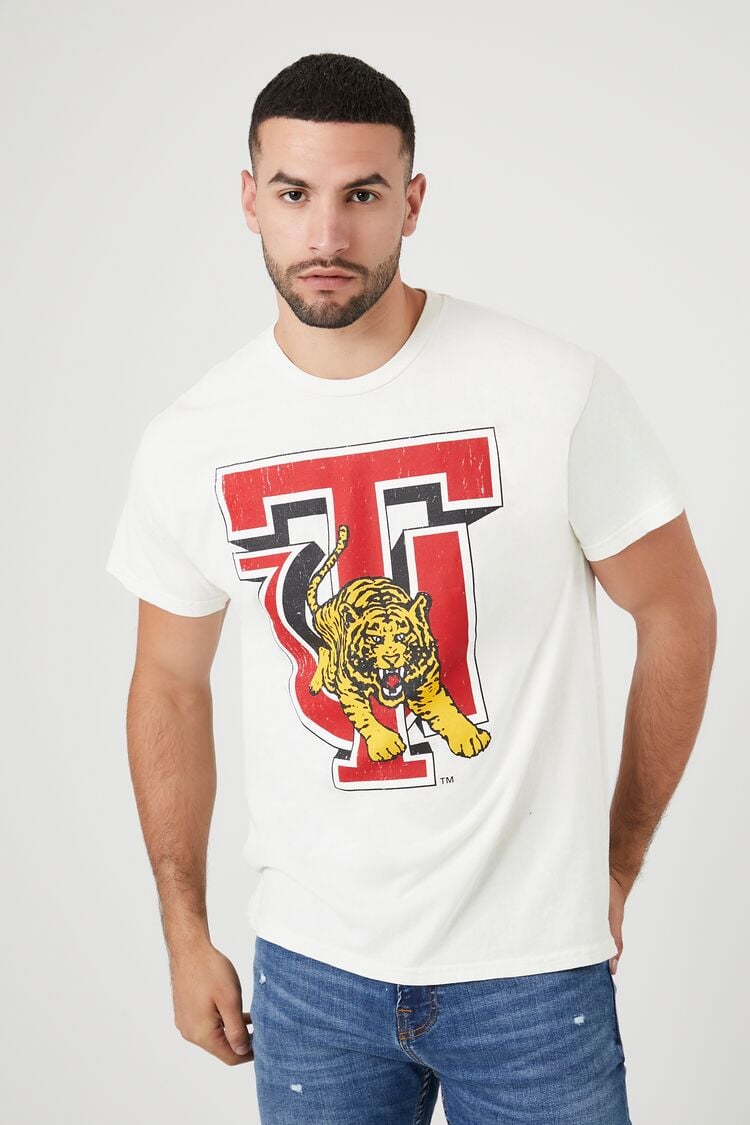 Forever 21 Men Tuskegee University Tiger Graphic T-Shirt Cream/Multi