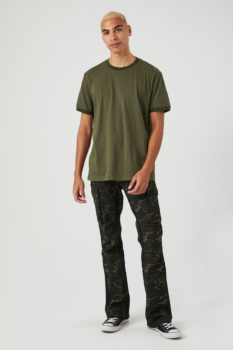 Forever 21 Men's Twill Camo Print Slim-Fit Pants Olive/Multi