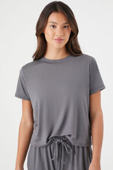 Forever 21 Women's Slouchy Jersey Knit Pajama T-Shirt Grey