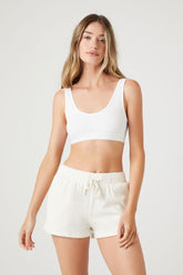 Forever 21 Women's Ribbed Knit Pajama Shorts Natural