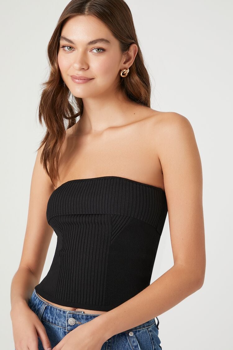 Forever 21 Women's Ribbed Knit Tube Top Black