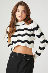 Forever 21 Knit Women's Cropped Striped Sweater Black/Multi