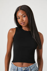 Forever 21 Women's Cropped Sweater-Knit Tank Top Black