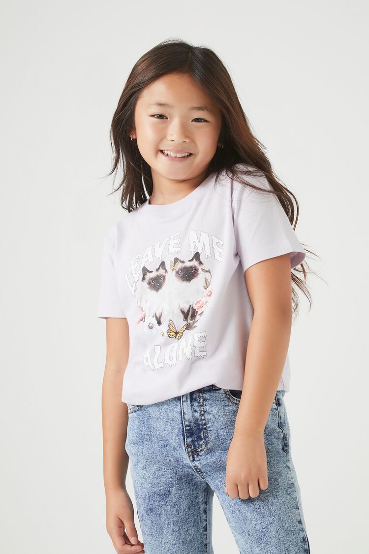 Forever 21 Girls Leave Me Alone T-Shirt (Kids) Lavender/Multi