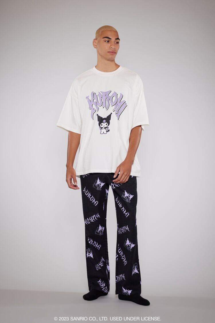 Forever 21 Men's Kuromi Print Pajama Pants Black/Lavender