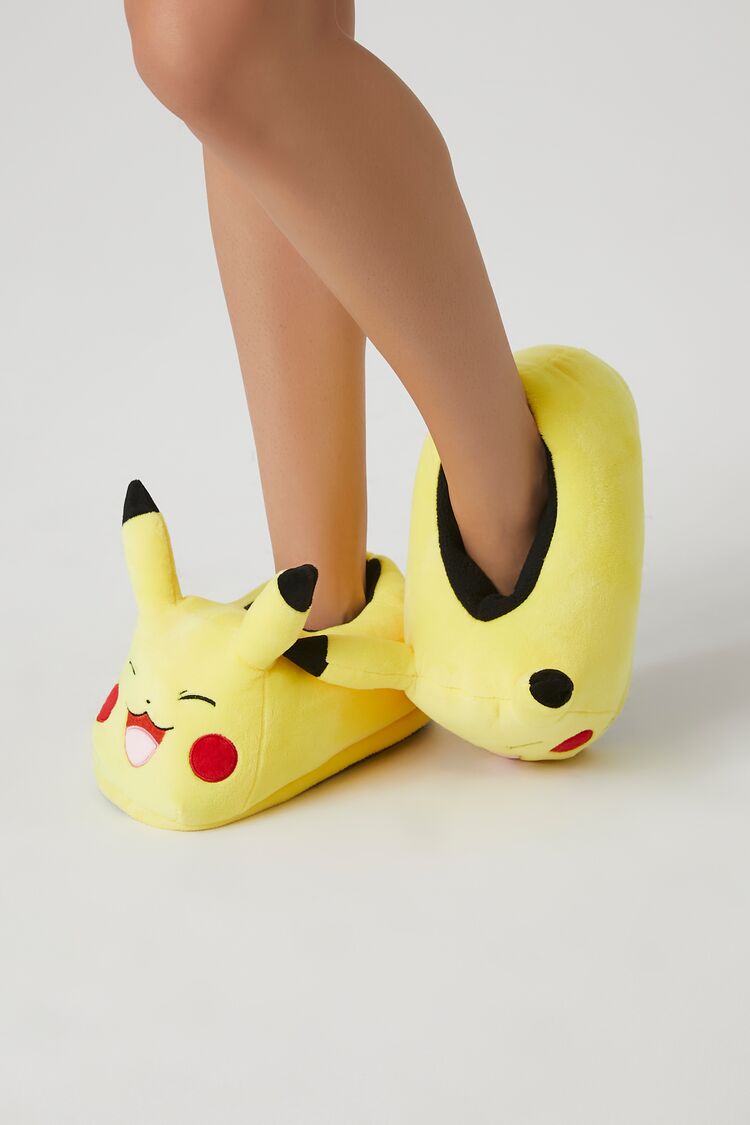 Forever 21 Women's Plush Pikachu House Slippers Yellow