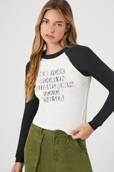 Forever 21 Women's New York Graphic Raglan T-Shirt Cream/Multi