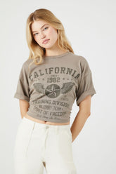 Forever 21 Women's California Training Division Graphic T-Shirt Khaki/Multi