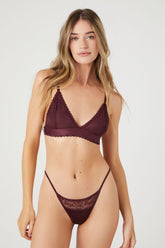 Forever 21 Women's Lace-Trim G-String Panties Wine