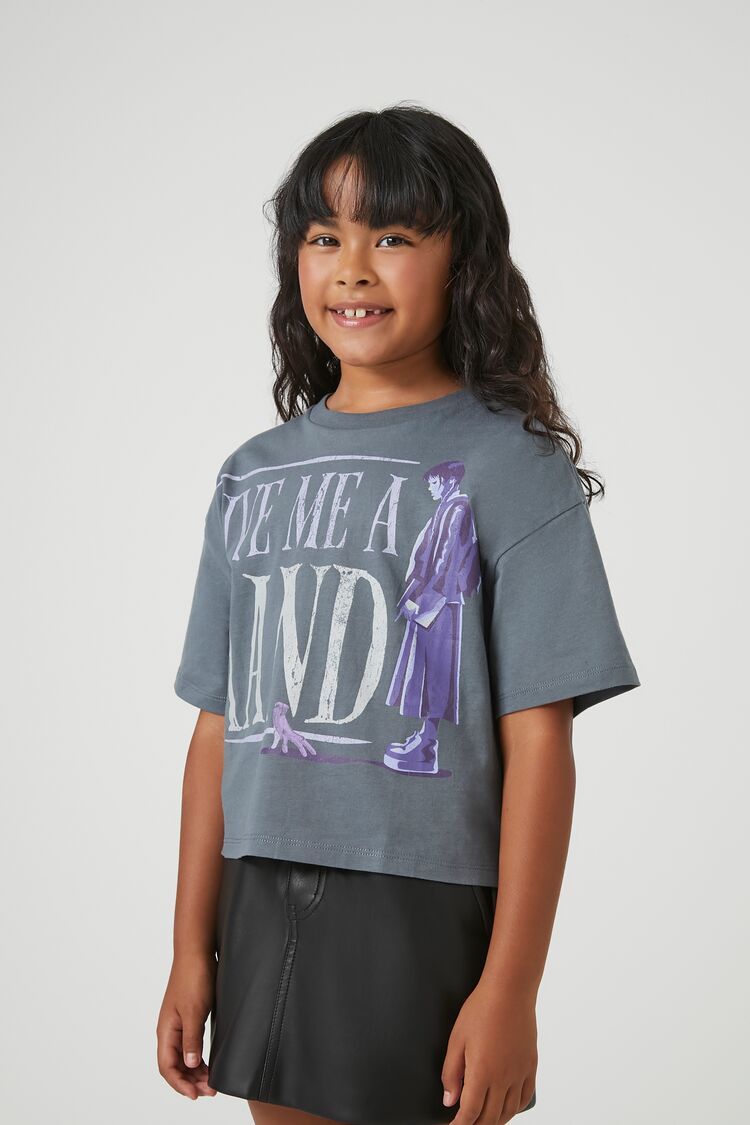 Forever 21 Girls Wednesday Graphic T-Shirt (Kids) Grey/Multi