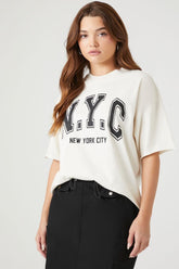 Forever 21 Women's Oversized NYC Graphic T-Shirt White/Black