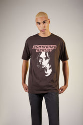 Forever 21 Men's Shattered Reality Puff Print Graphic T-Shirt Cocoa/Rust