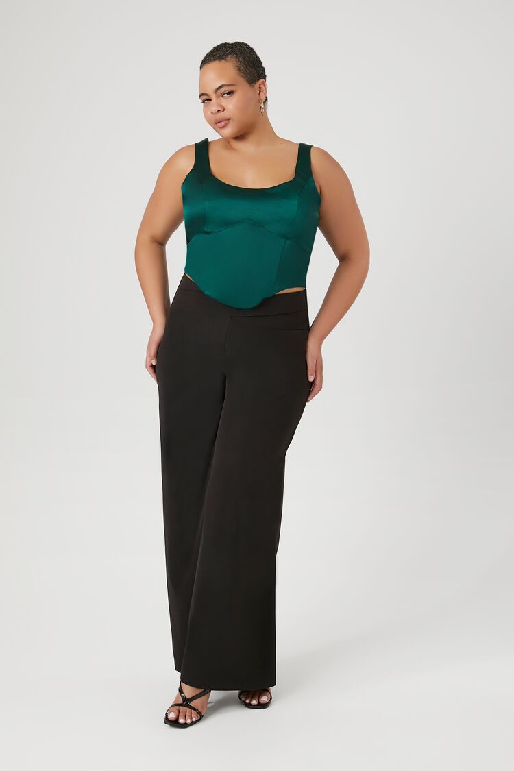 Forever 21 Plus Women's Cutout Wide-Leg Pants Black