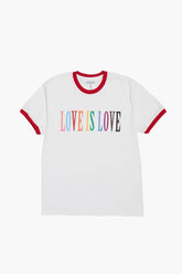 Forever 21 Men's Love Is Love Graphic Ringer T-Shirt White/Multi