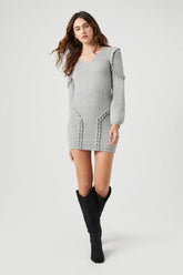 Forever 21 Knit Women's Bodycon Mini Sweater Winter Dress Heather Grey