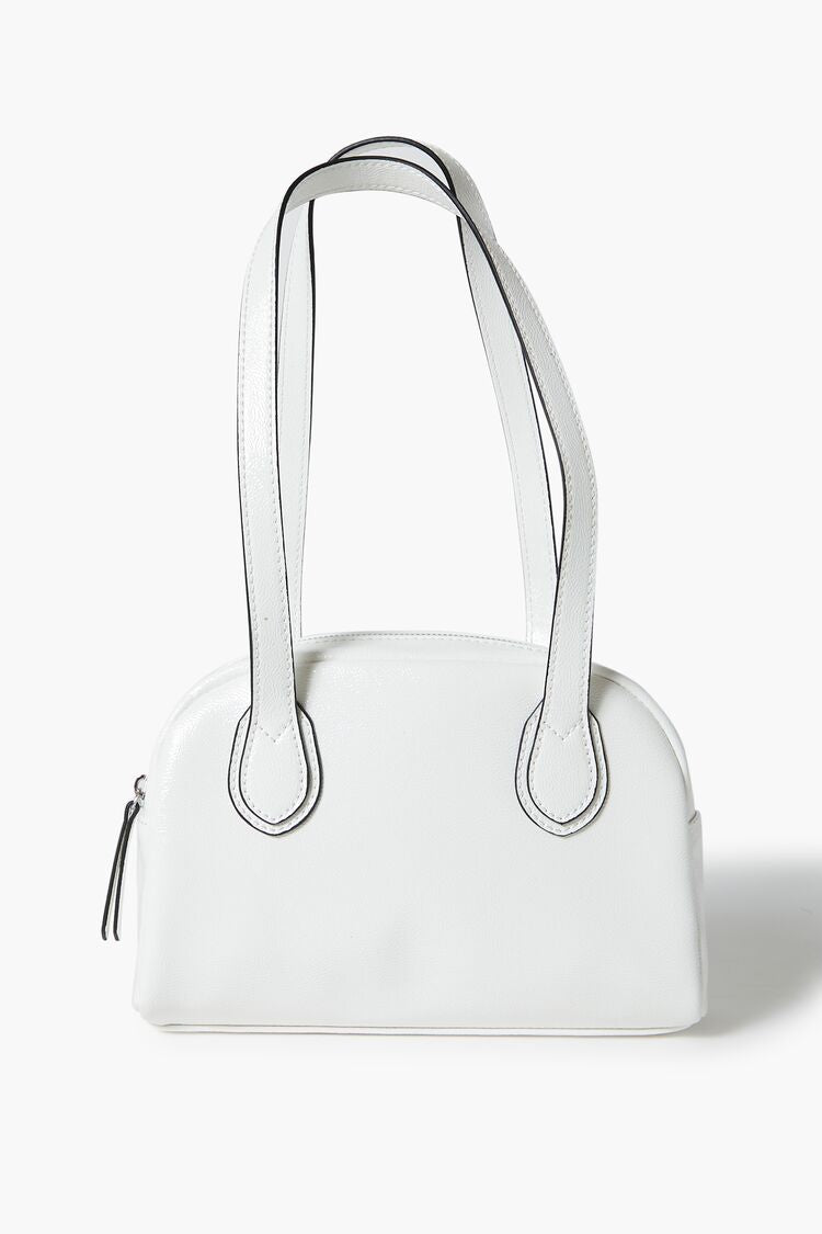 Forever 21 Women's Faux Leather/Pleather Bowler Bag White
